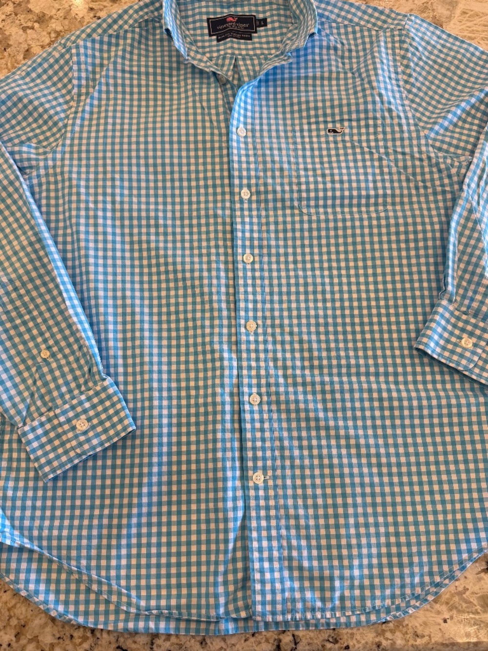 Vineyard Vines Slim Fit Tucker Shirt Button Down Blue White Check Preppy Classic